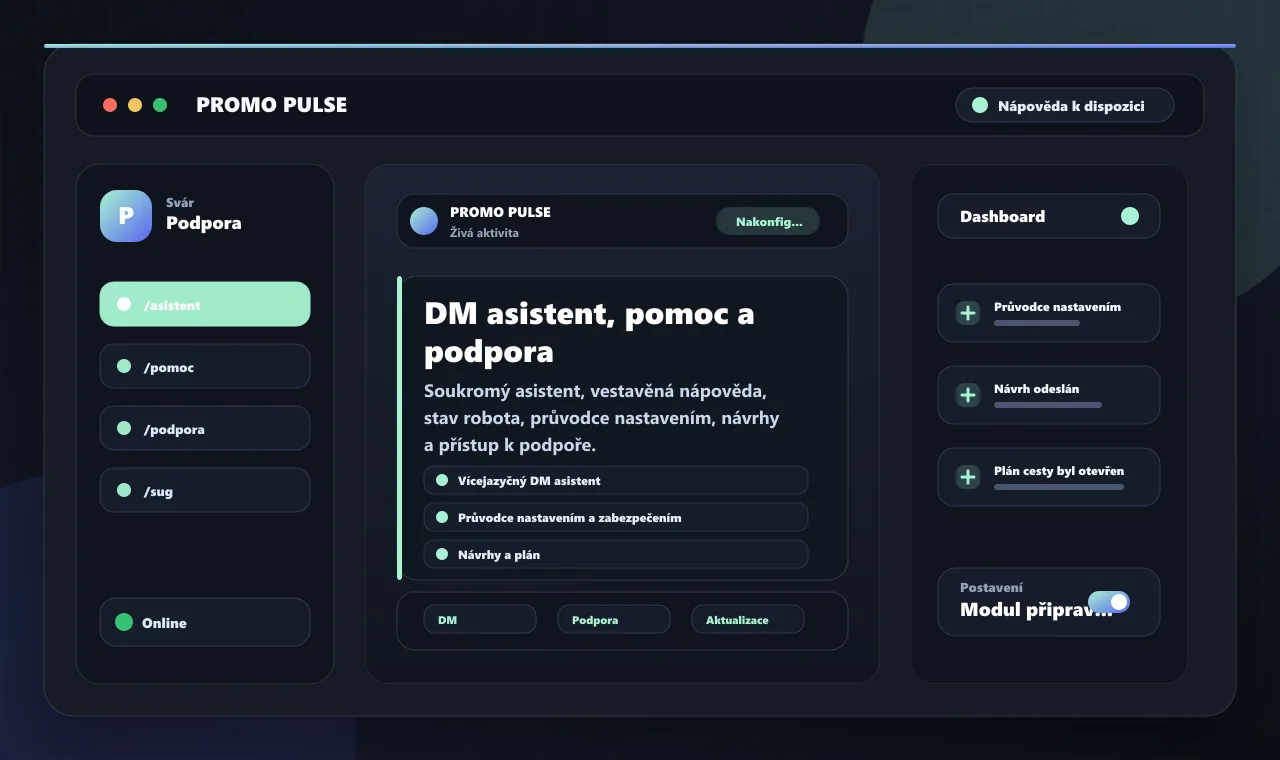 DM asistent, pomoc a podpora