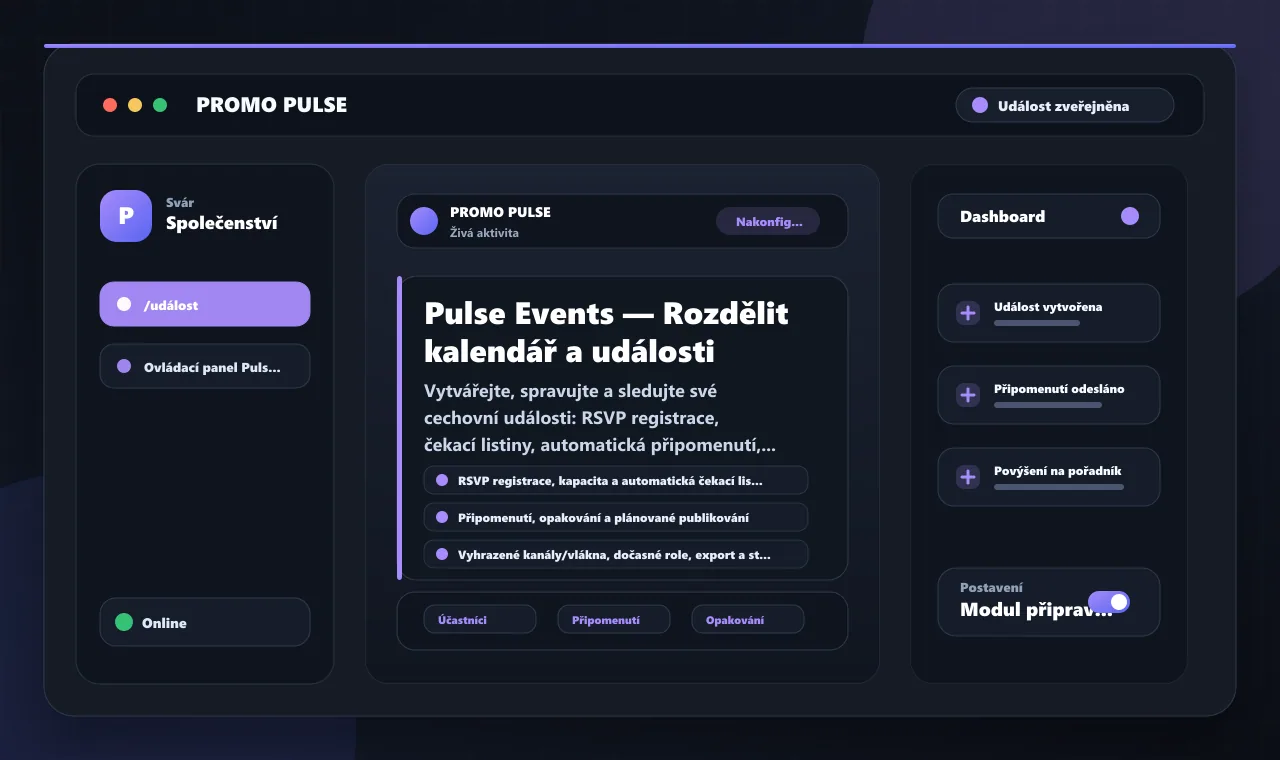 Pulse Events — Rozdělit kalendář a události