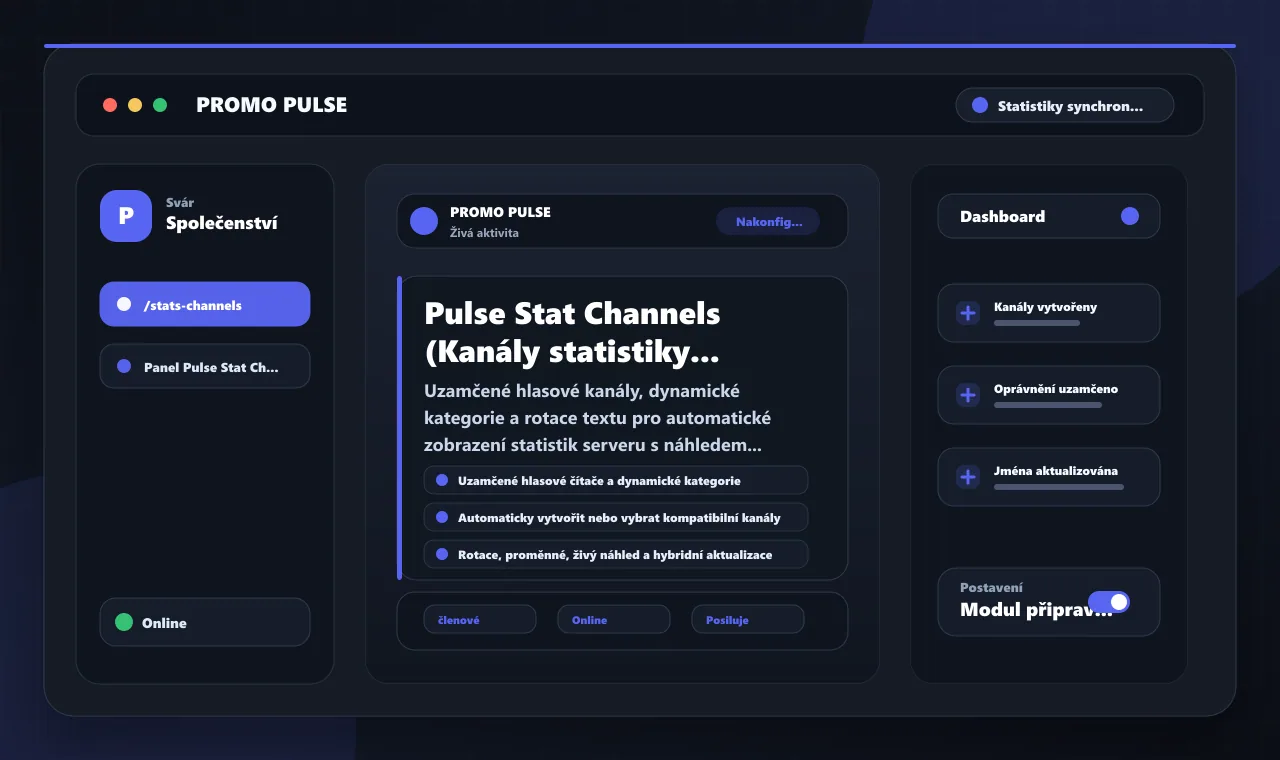 Pulse Stat Channels (Kanály statistiky pulzu) — Rozdělení statistických kanálů