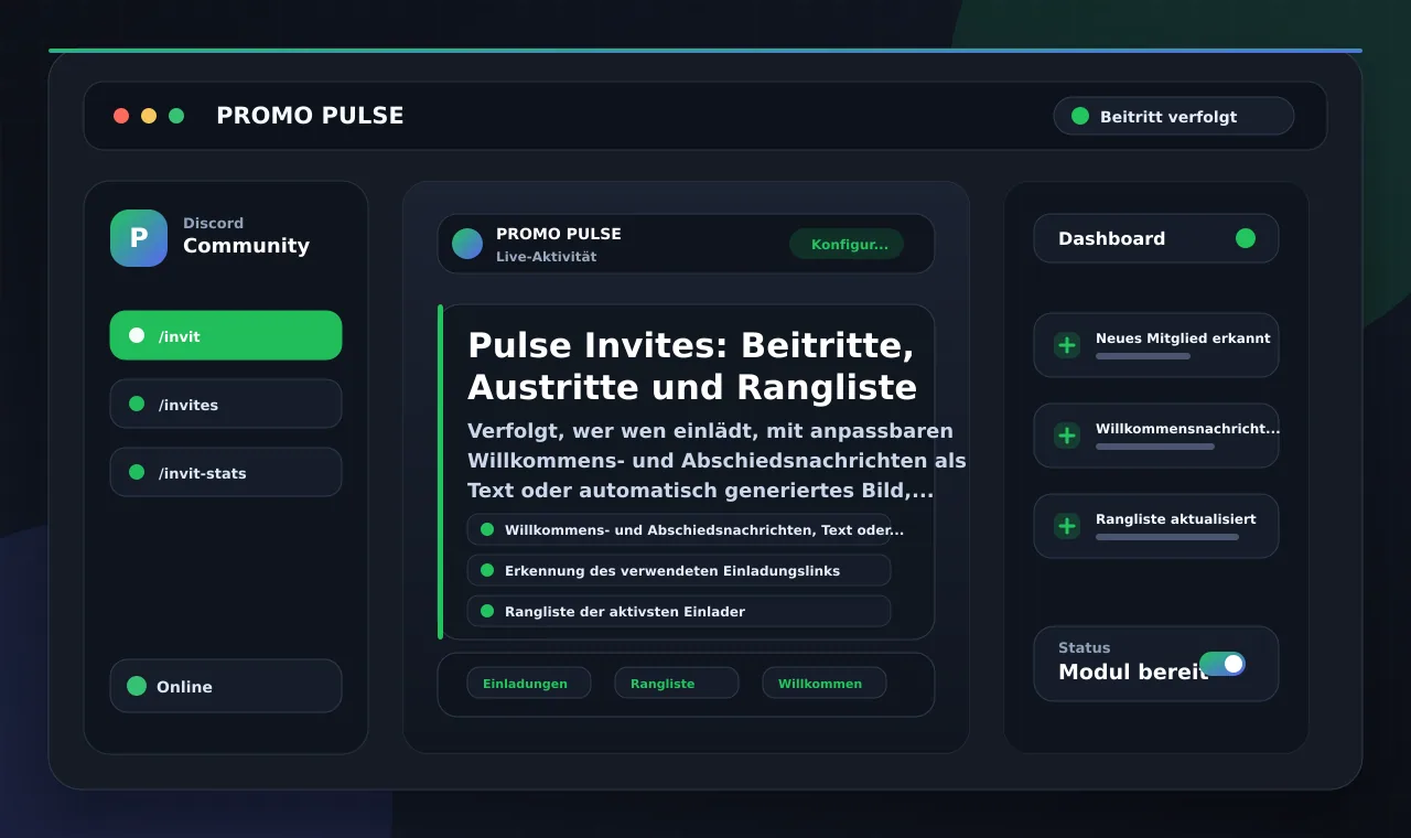 Pulse Invites: Beitritte, Austritte und Rangliste