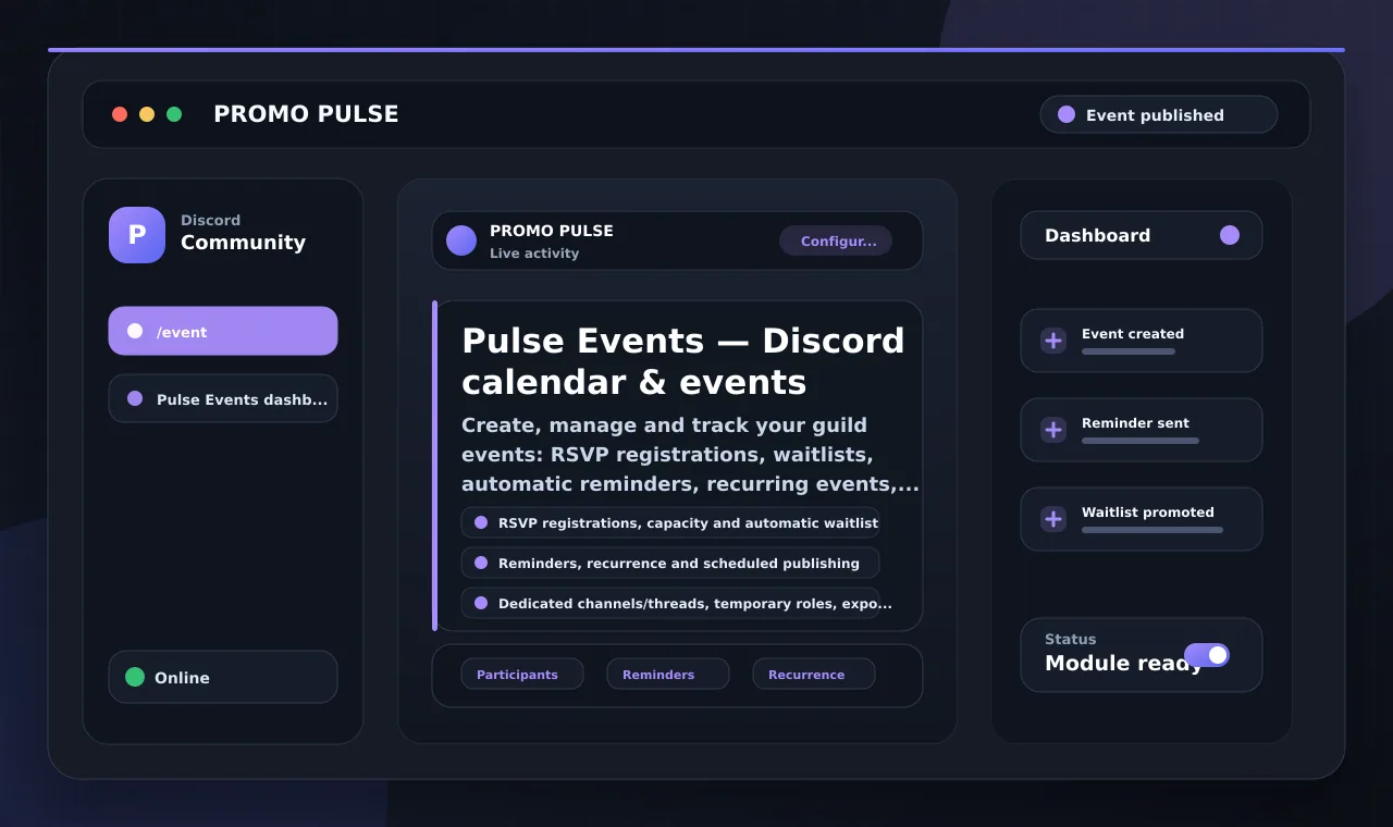 Pulse Events — Discord calendar & events