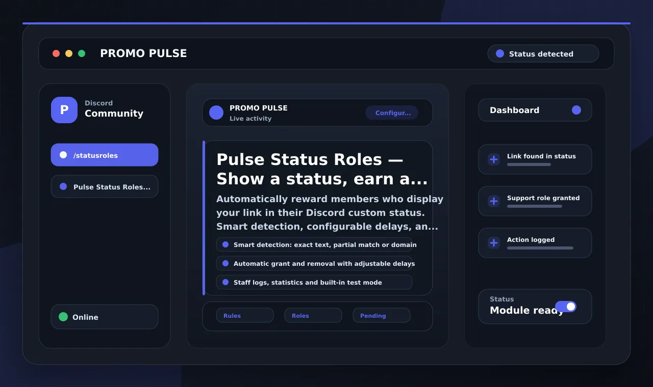 Pulse Status Roles — Show a status, earn a role