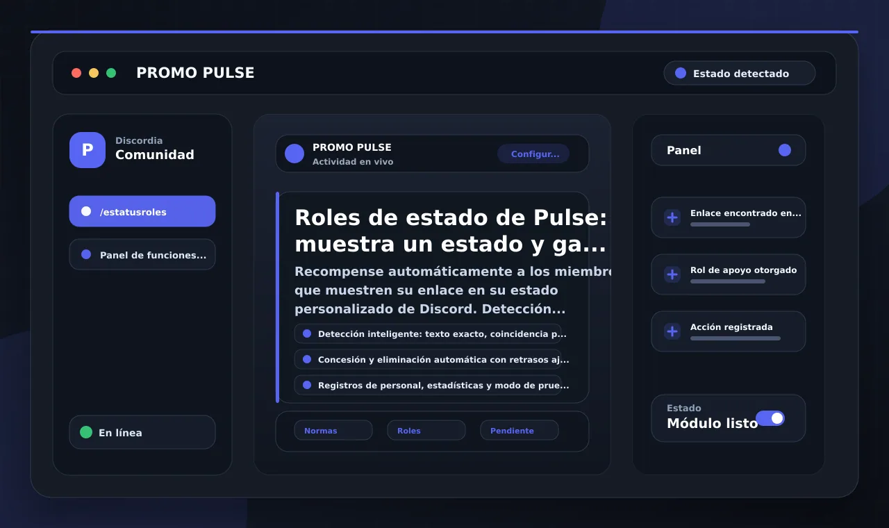 Roles de estado de Pulse: muestra un estado y gana un rol