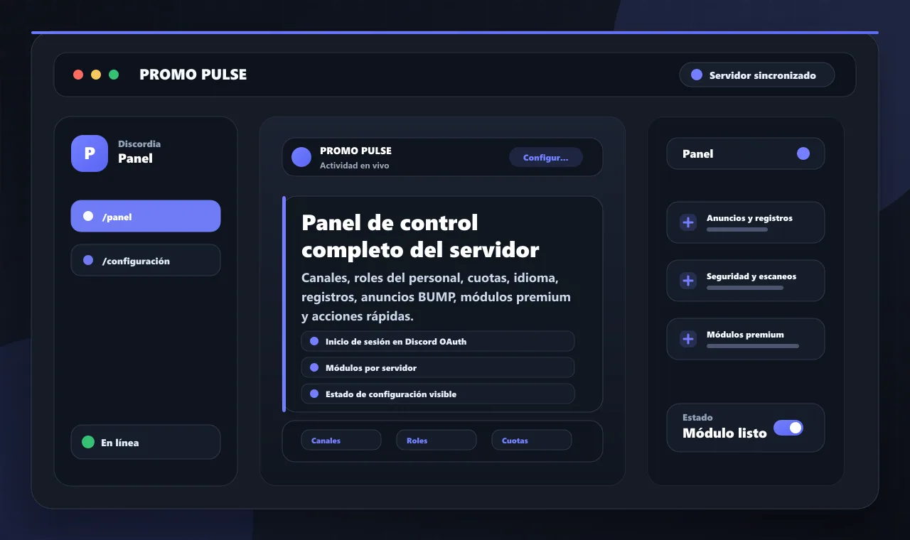 Panel de control completo del servidor
