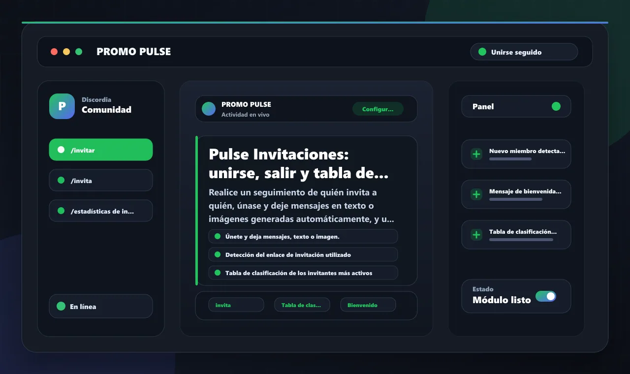 Pulse Invitaciones: unirse, salir y tabla de clasificación