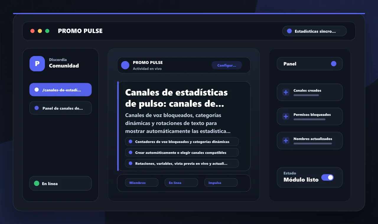 Canales de estadísticas de pulso: canales de estadísticas de Discord