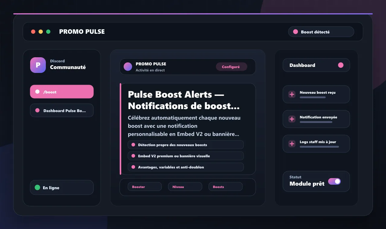Pulse Boost Alerts — Notifications de boosts serveur