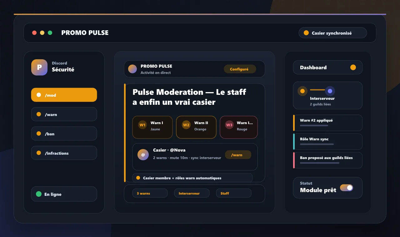 Pulse Moderation — Le staff a enfin un vrai casier