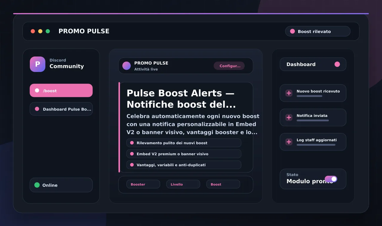 Pulse Boost Alerts — Notifiche boost del server