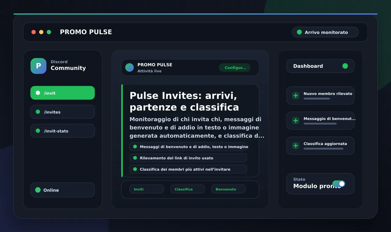 Pulse Invites: arrivi, partenze e classifica