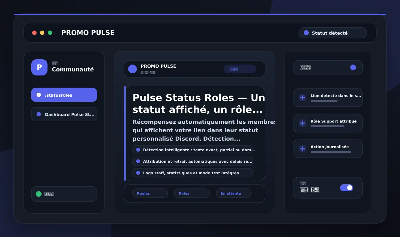 Pulse Status Roles — Un statut affiché, un rôle attribué