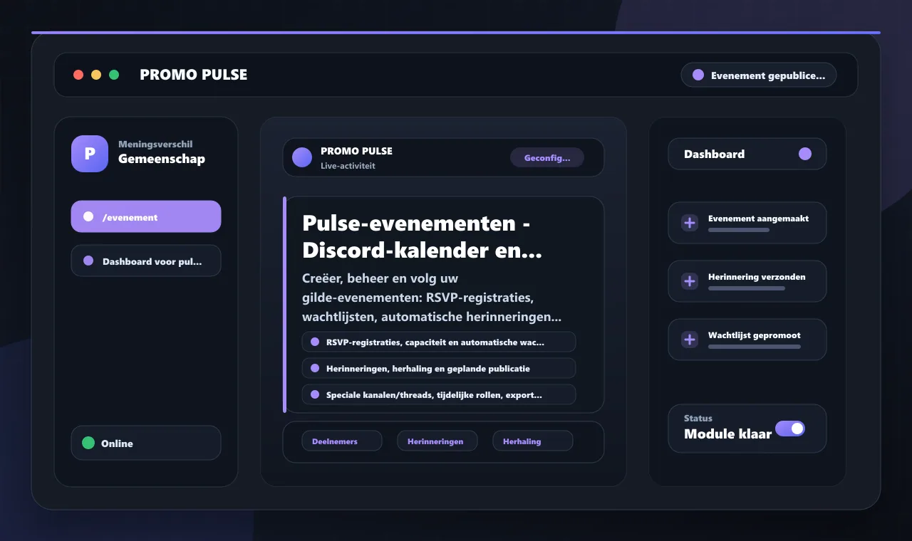 Pulse-evenementen - Discord-kalender en evenementen