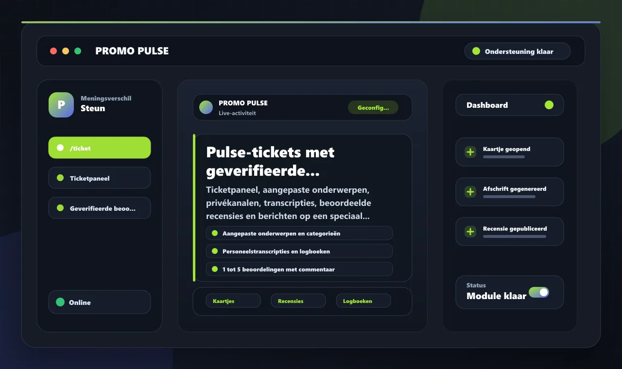 Pulse-tickets met geverifieerde beoordelingen