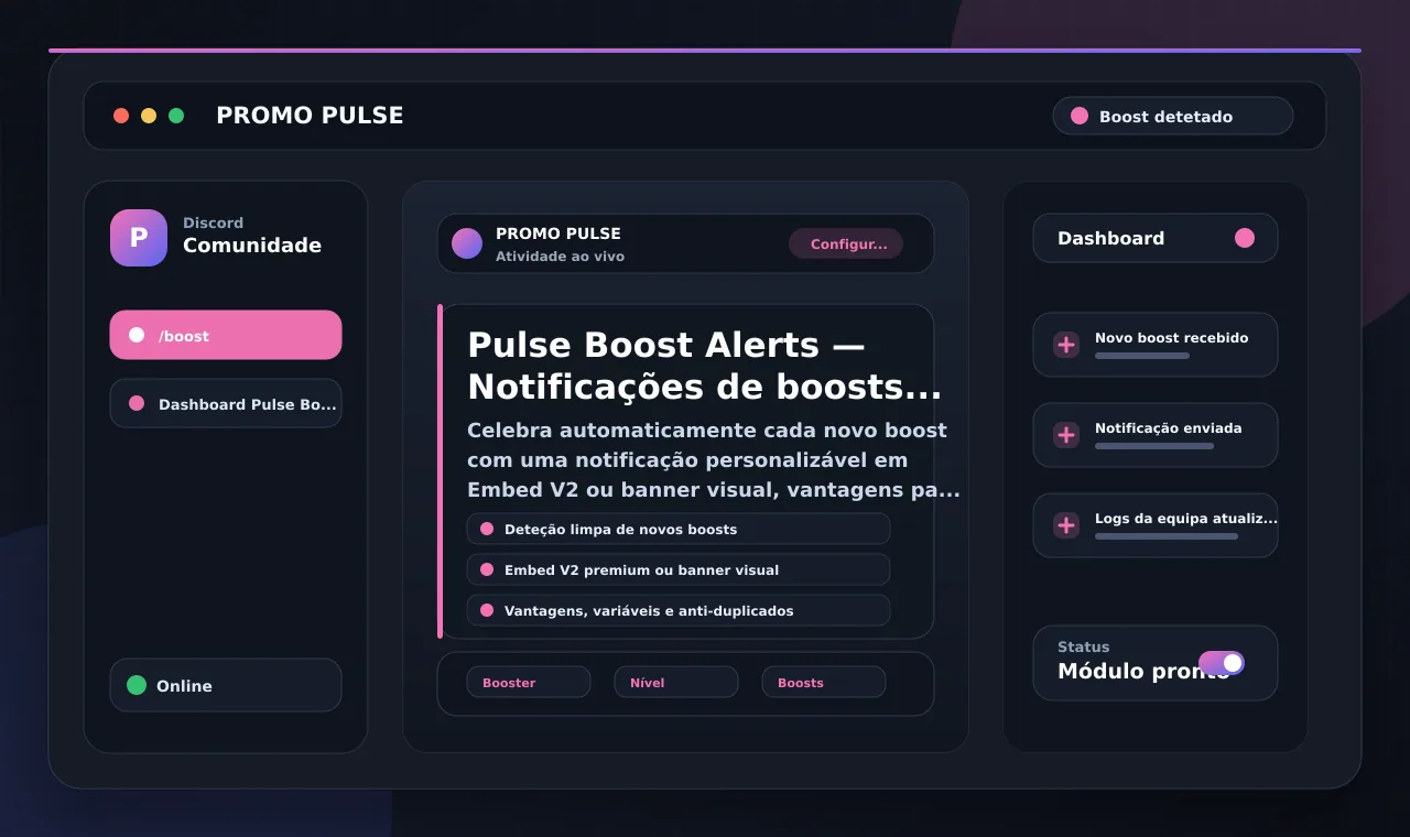 Pulse Boost Alerts — Notificações de boosts do servidor