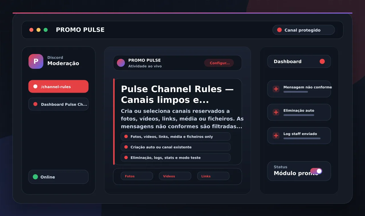 Pulse Channel Rules — Canais limpos e conteúdos controlados