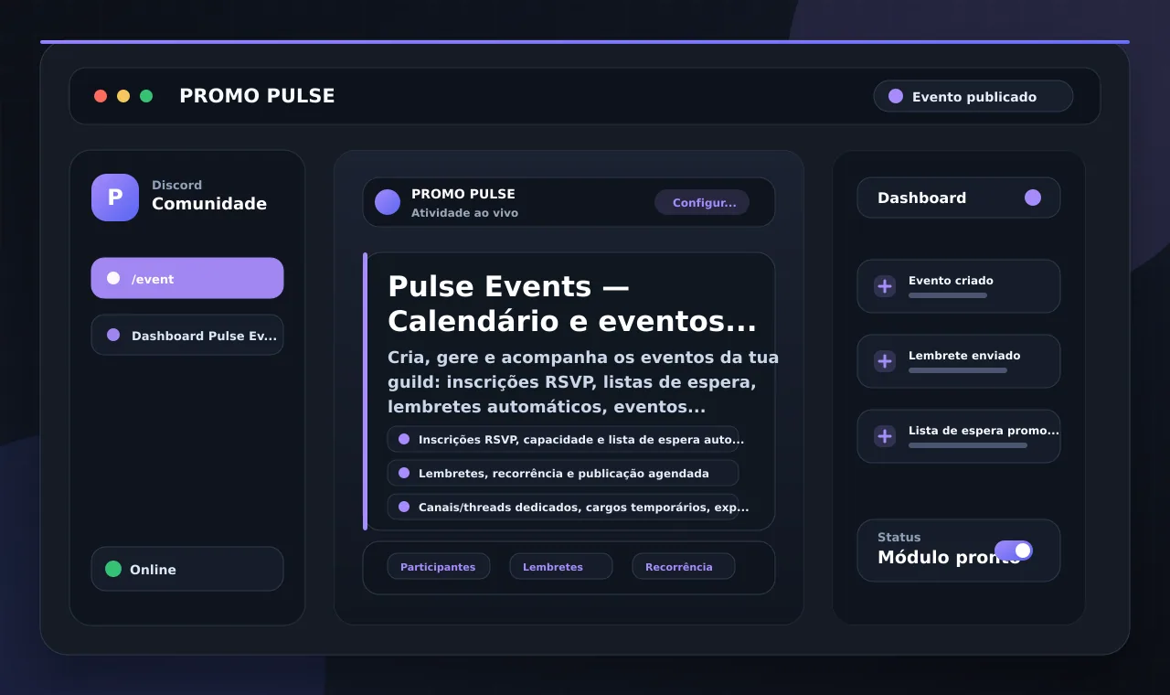 Pulse Events — Calendário e eventos Discord