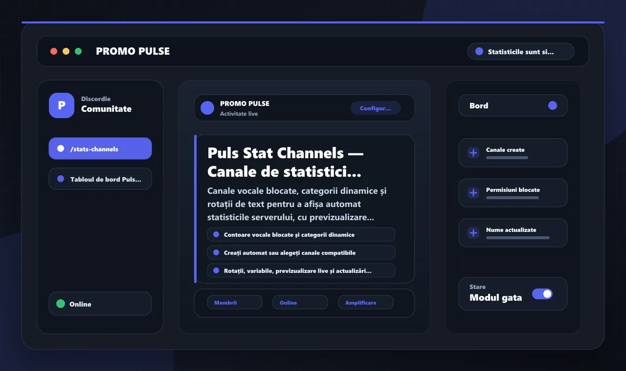 Puls Stat Channels — Canale de statistici Discord