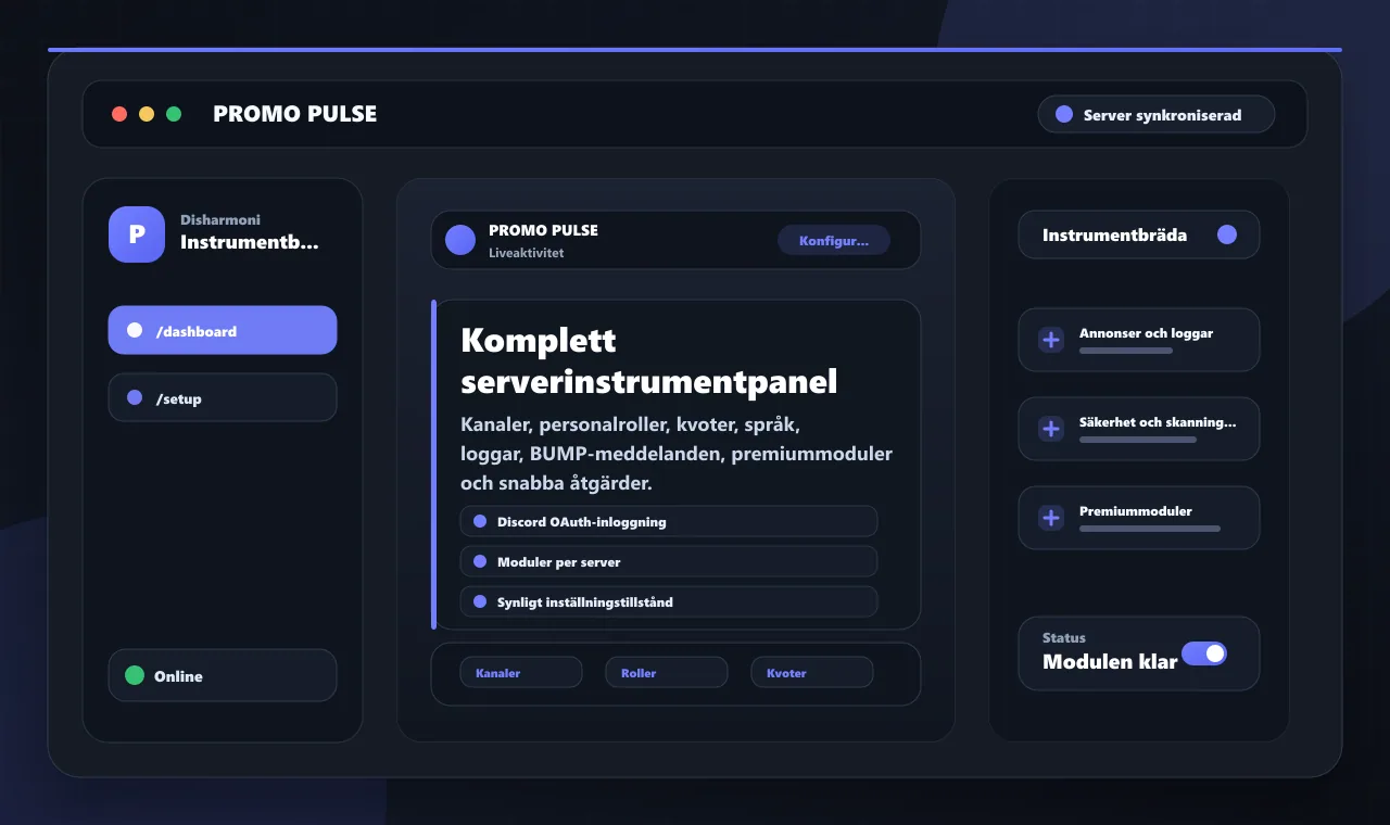 Komplett serverinstrumentpanel