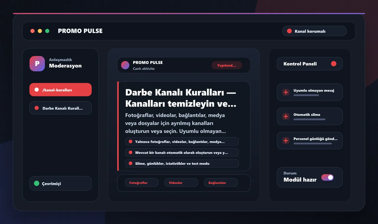 Darbe Kanalı Kuralları — Kanalları temizleyin ve kontrollü içerik
