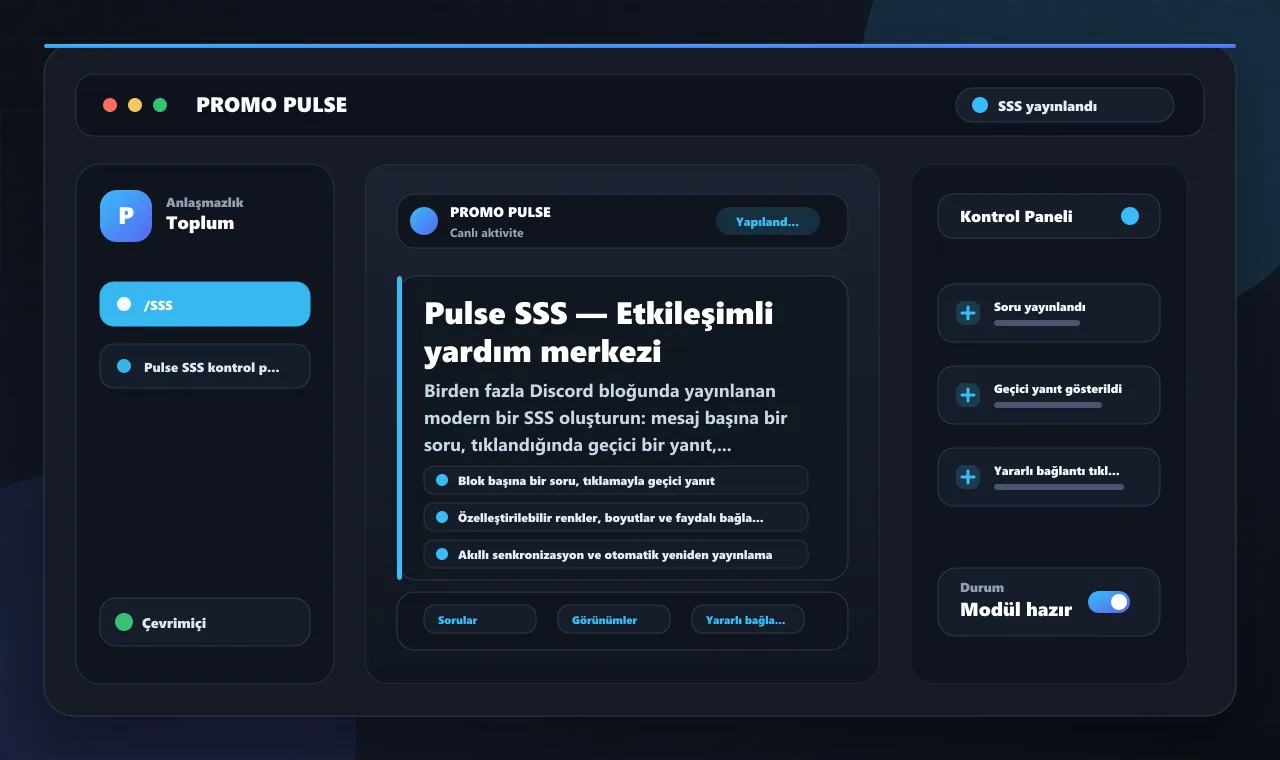 Pulse SSS — Etkileşimli yardım merkezi