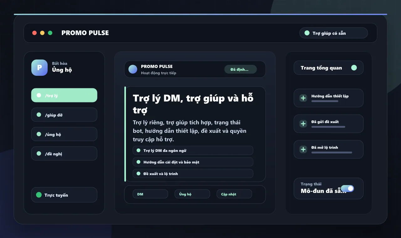 Trợ lý DM, trợ giúp và hỗ trợ