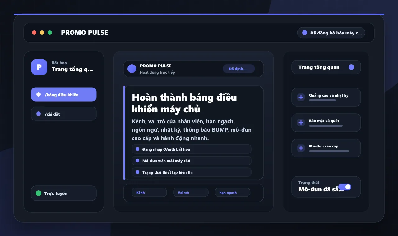 Hoàn thành bảng điều khiển máy chủ